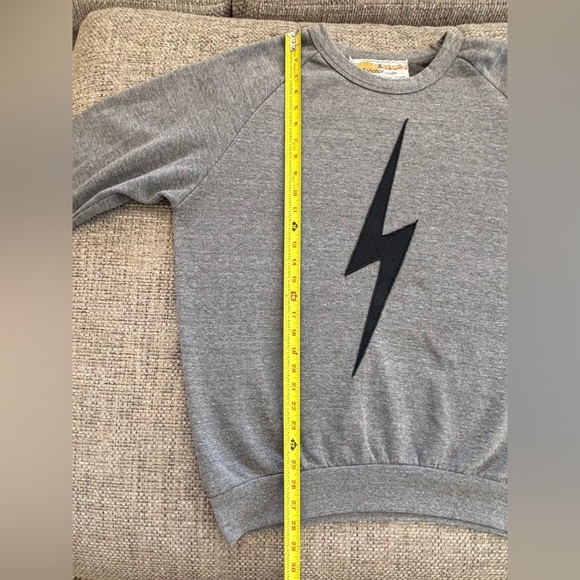 Aviator Nation 🌈 Grey Black Bolt Neon Chevron Sweatshirt Size Extra Large - Picture 6 of 6